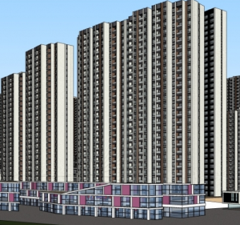 现代高层公寓楼su模型