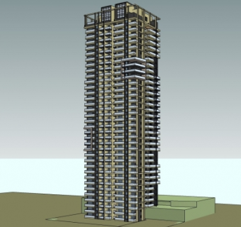 现代高层公寓楼su模型