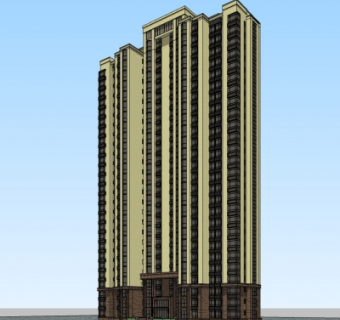 现代高层公寓楼su模型