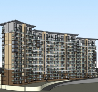 现代高层公寓楼su模型