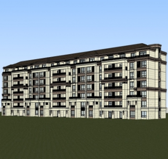 新古典多层公寓楼su模型
