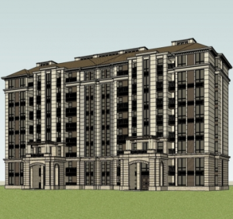 新古典多层公寓楼su模型