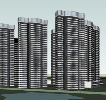 现代写字楼su模型