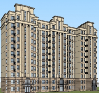 新古典多层公寓楼su模型