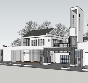 新中式旅游服务中心su模型