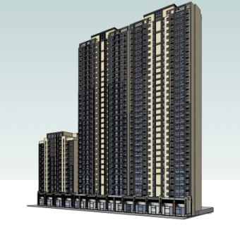 新古典高层公寓楼su模型