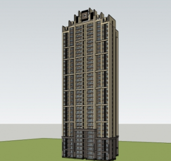 新古典高层公寓楼su模型