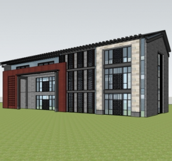 新中式售楼处su模型