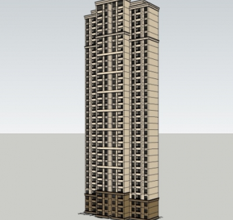 新古典高层公寓楼su模型