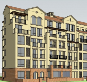 欧式多层公寓su模型