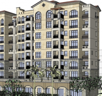 欧式多层公寓楼su模型