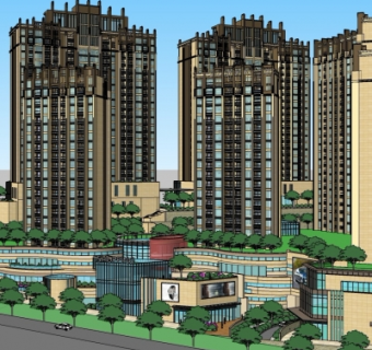 新古典小区规划su模型