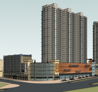 现代商住综合体su模型