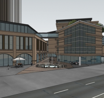 现代商业街规划su模型