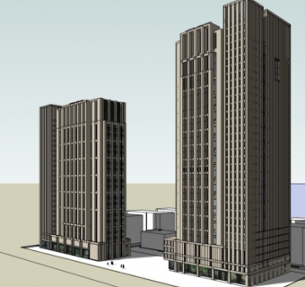 现代高层写字楼su模型