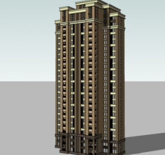 新古典高层公寓楼su模型