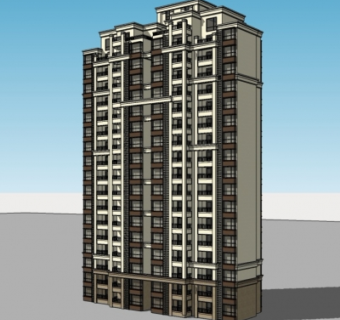 新古典高层公寓楼su模型