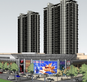 现代商住综合体su模型