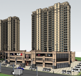 新古典商住综合体su模型