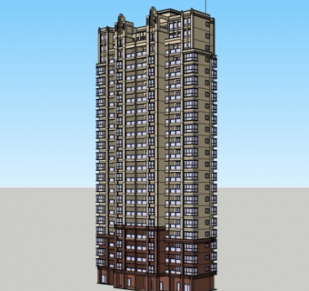 新古典高层公寓楼su模型
