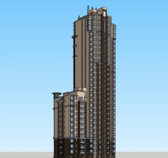 现代高层公寓楼su模型