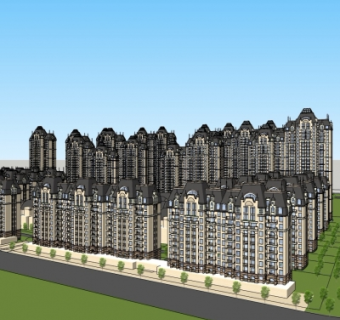 法式小区规划su模型