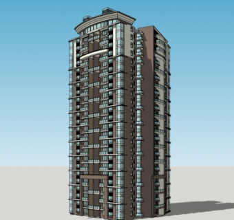 现代多层公寓楼su模型