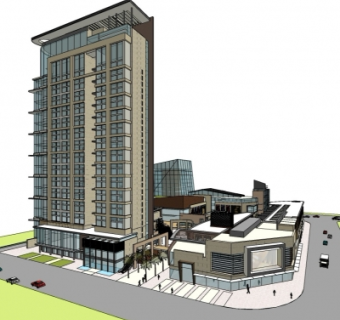 现代商业街su模型