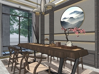 <em>新中式客餐厅</em>su模型