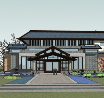 新中式商业会所su模型