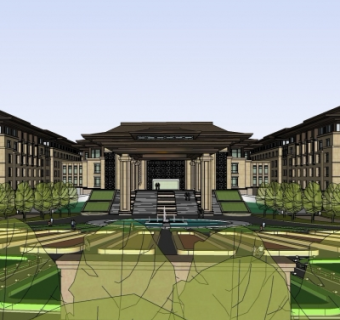 现代办公楼su模型