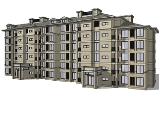 <em>现代多层</em>公寓楼su模型