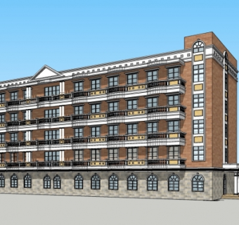 欧式多层公寓楼su模型