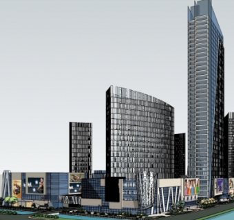 现代商业街su模型