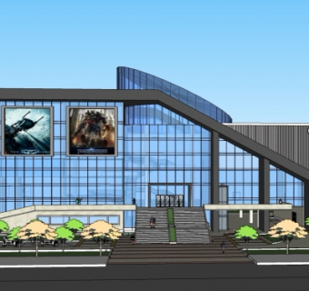 现代电影院su模型