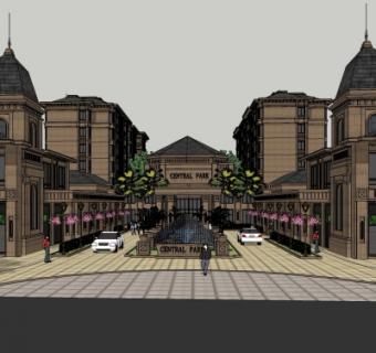 欧式中央公园入口su模型