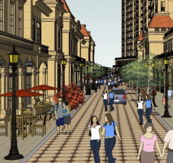 法式商业街su模型