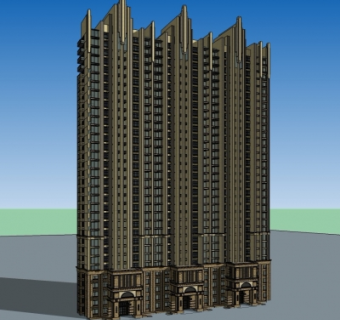 新古典高层公寓楼su模型