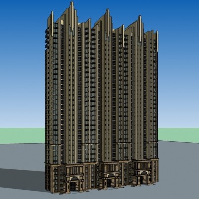 新古典高层公寓楼su模型