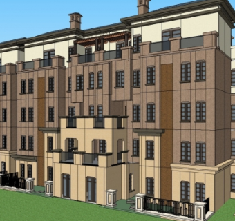 欧式多层公寓楼su模型