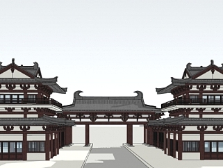 中式古楼阁su模型