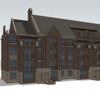 欧式多层公寓楼su模型
