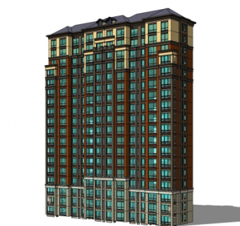 现代高层公寓楼su模型