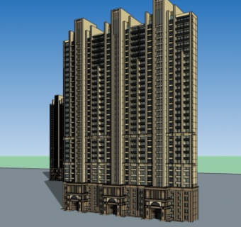 新古典高层公寓楼su模型