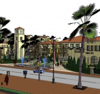 欧式小区规划su模型