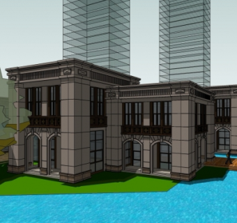 法式商业街su模型