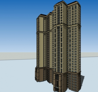 新古典高层公寓楼su模型