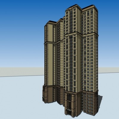 新古典高层公寓楼su模型