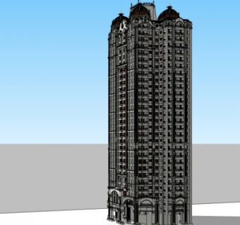 欧式高层公寓楼su模型