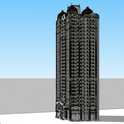 欧式高层公寓楼su模型